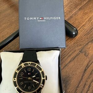 Tommy Hilfiger Black and Gold Women's Watch
